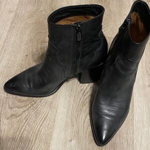Frye Black Leather Ankle Boots